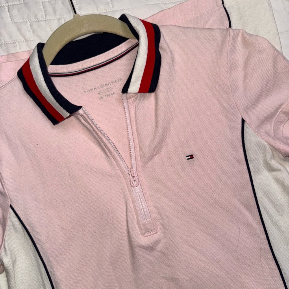 Tommy Hilfiger Light Pink Polo with Striped Collar
